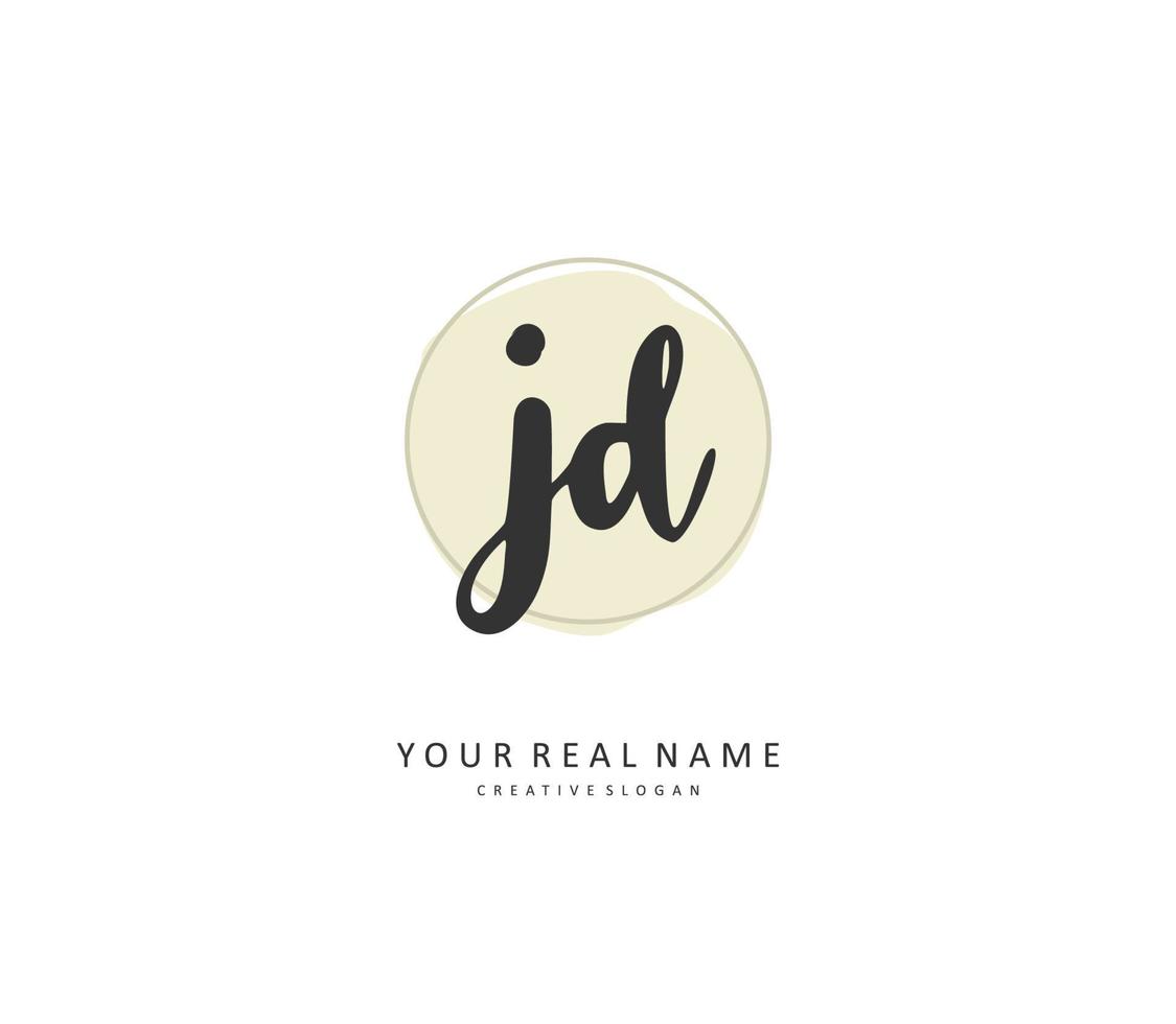 JD Initial letter handwriting and  signature logo. A concept handwriting initial logo with template element. vector