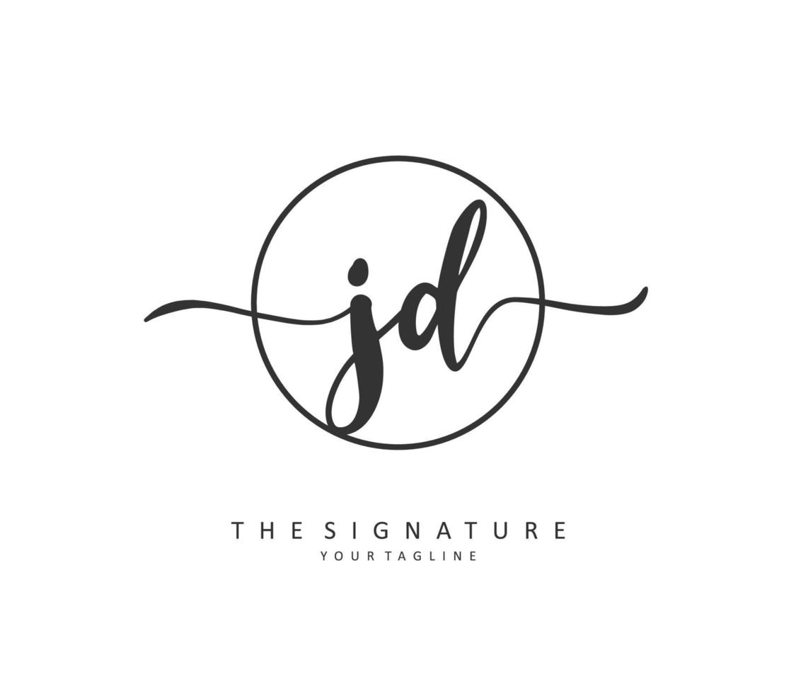 JD Initial letter handwriting and  signature logo. A concept handwriting initial logo with template element. vector
