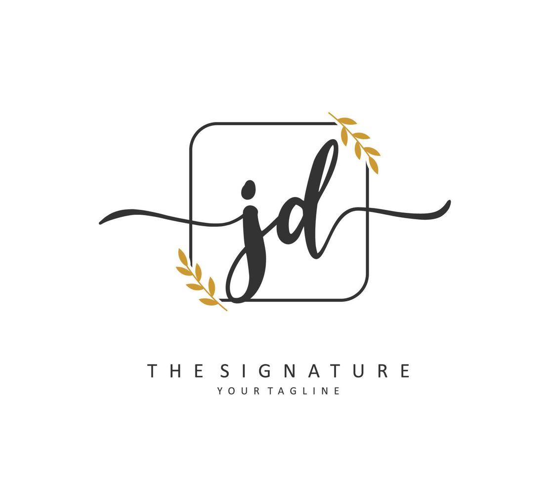 JD Initial letter handwriting and  signature logo. A concept handwriting initial logo with template element. vector