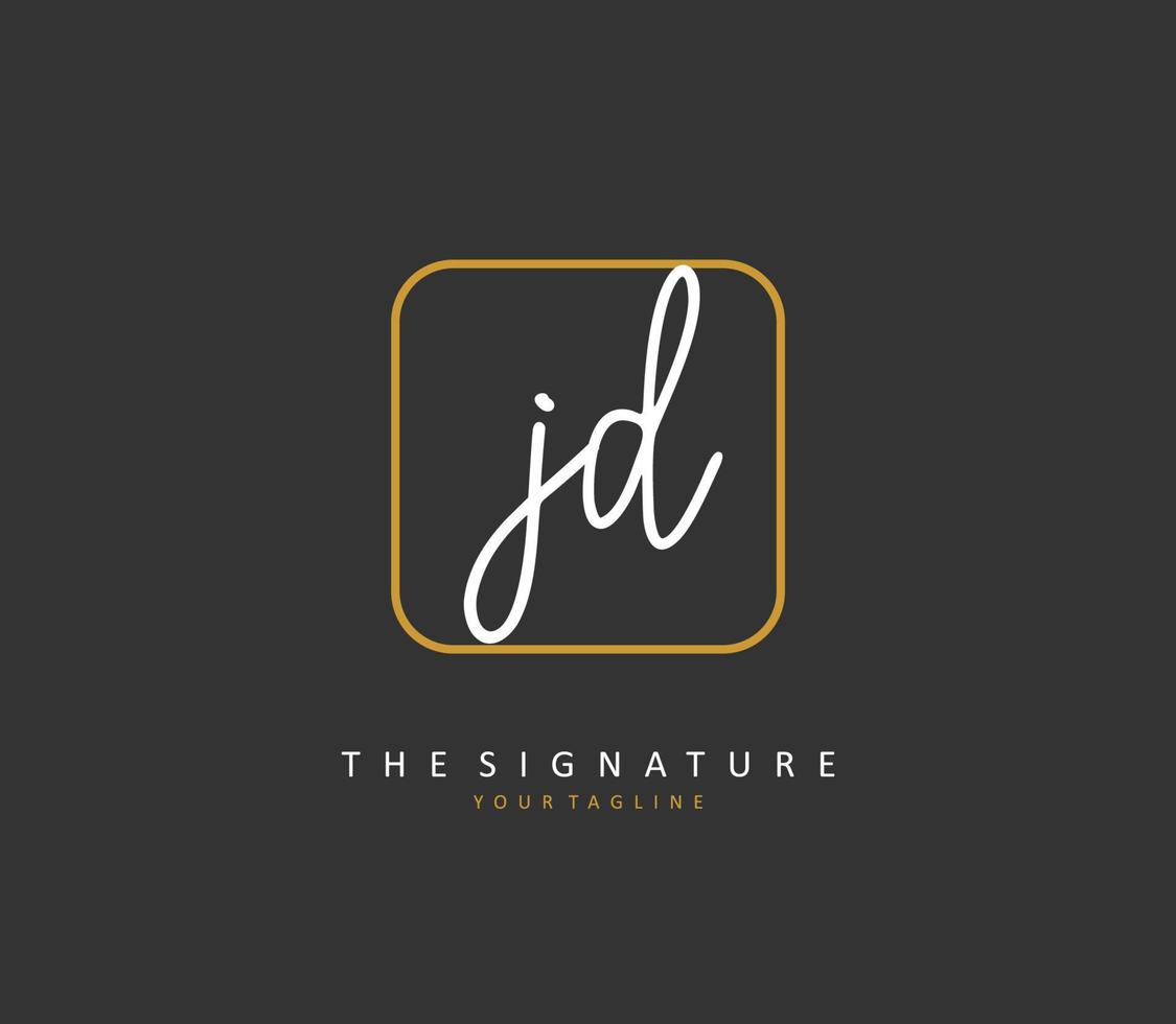 JD Initial letter handwriting and  signature logo. A concept handwriting initial logo with template element. vector