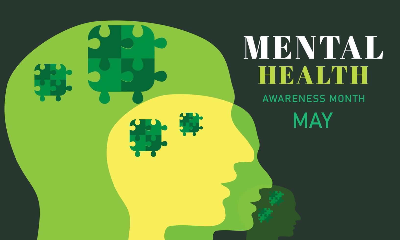 Mental Health Awareness Month May. Template for background, banner, card, poster vector