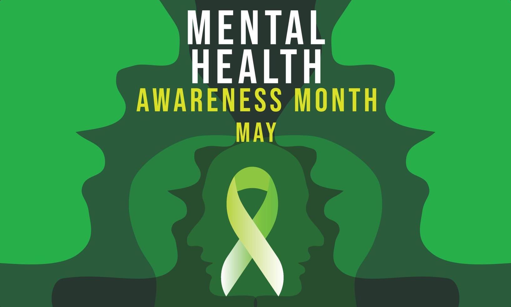 Mental Health Awareness Month May. Template for background, banner, card, poster vector