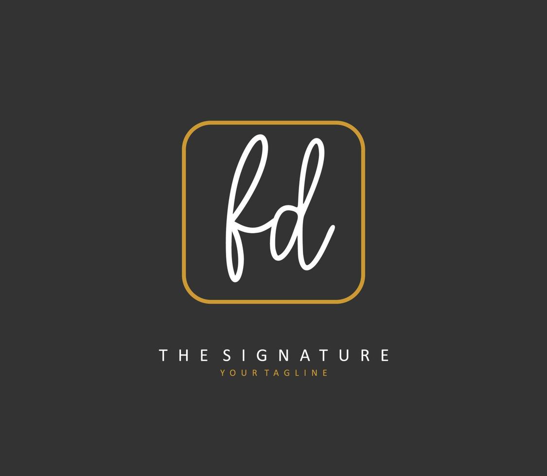 FD Initial letter handwriting and  signature logo. A concept handwriting initial logo with template element. vector