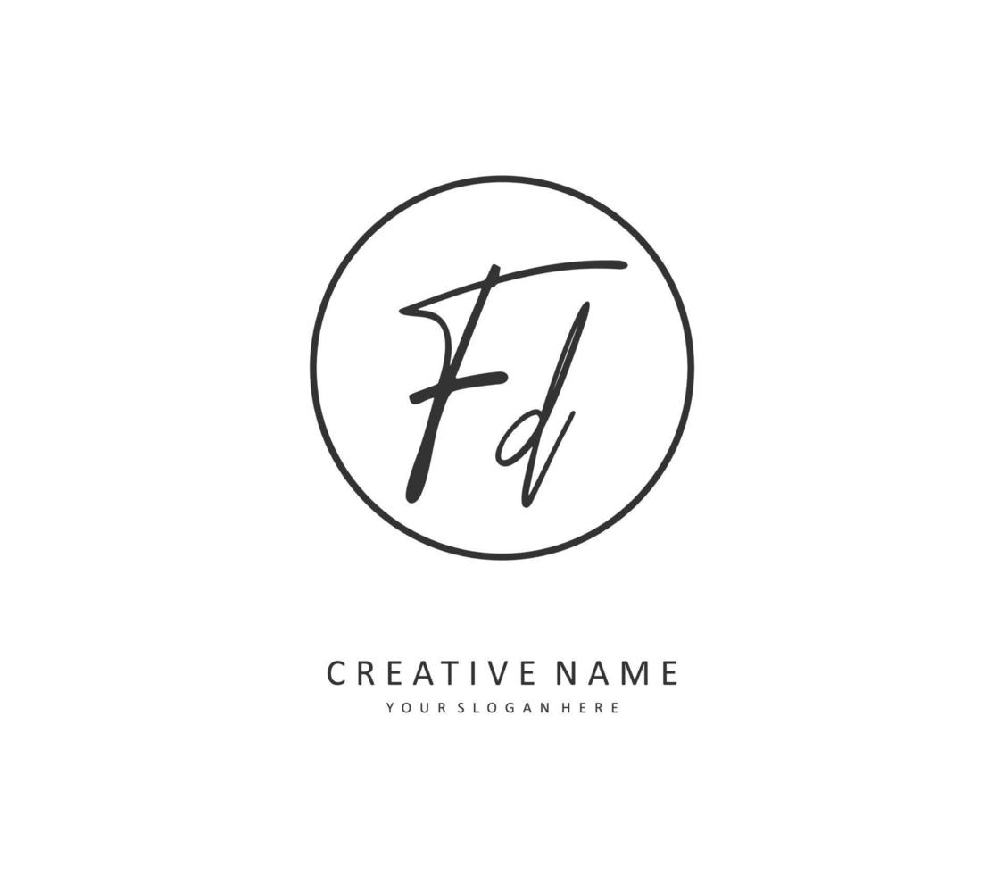 FD Initial letter handwriting and  signature logo. A concept handwriting initial logo with template element. vector