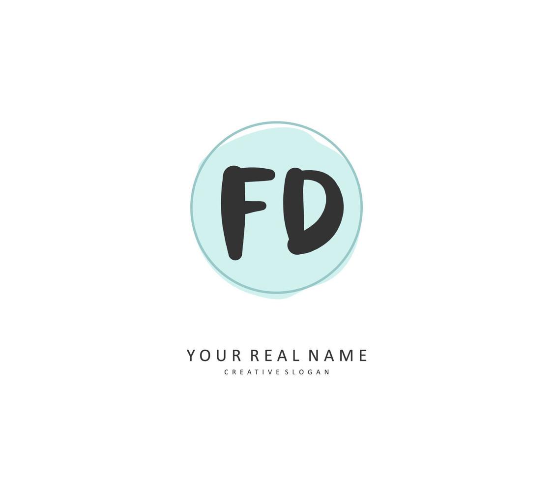 FD Initial letter handwriting and  signature logo. A concept handwriting initial logo with template element. vector