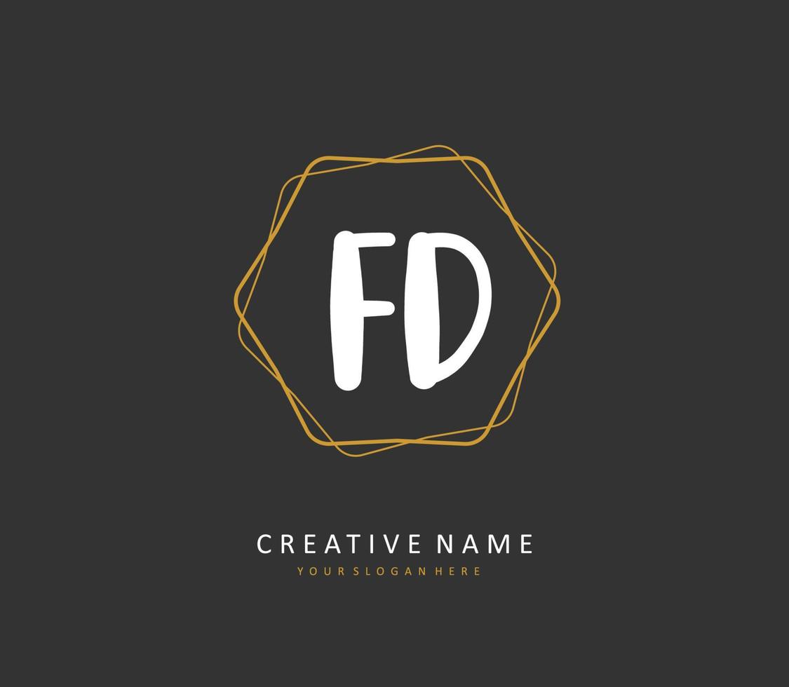 FD Initial letter handwriting and  signature logo. A concept handwriting initial logo with template element. vector