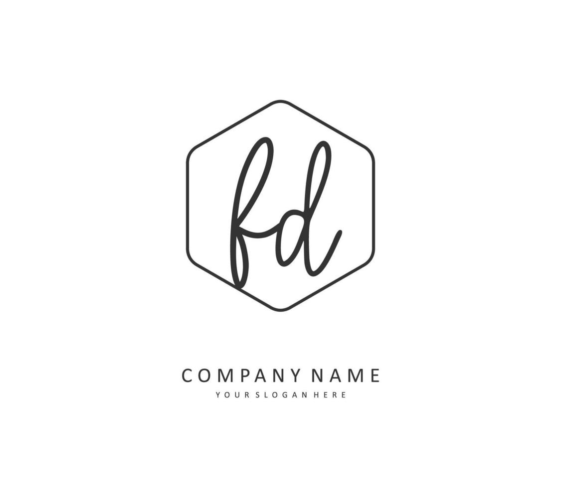 FD Initial letter handwriting and  signature logo. A concept handwriting initial logo with template element. vector