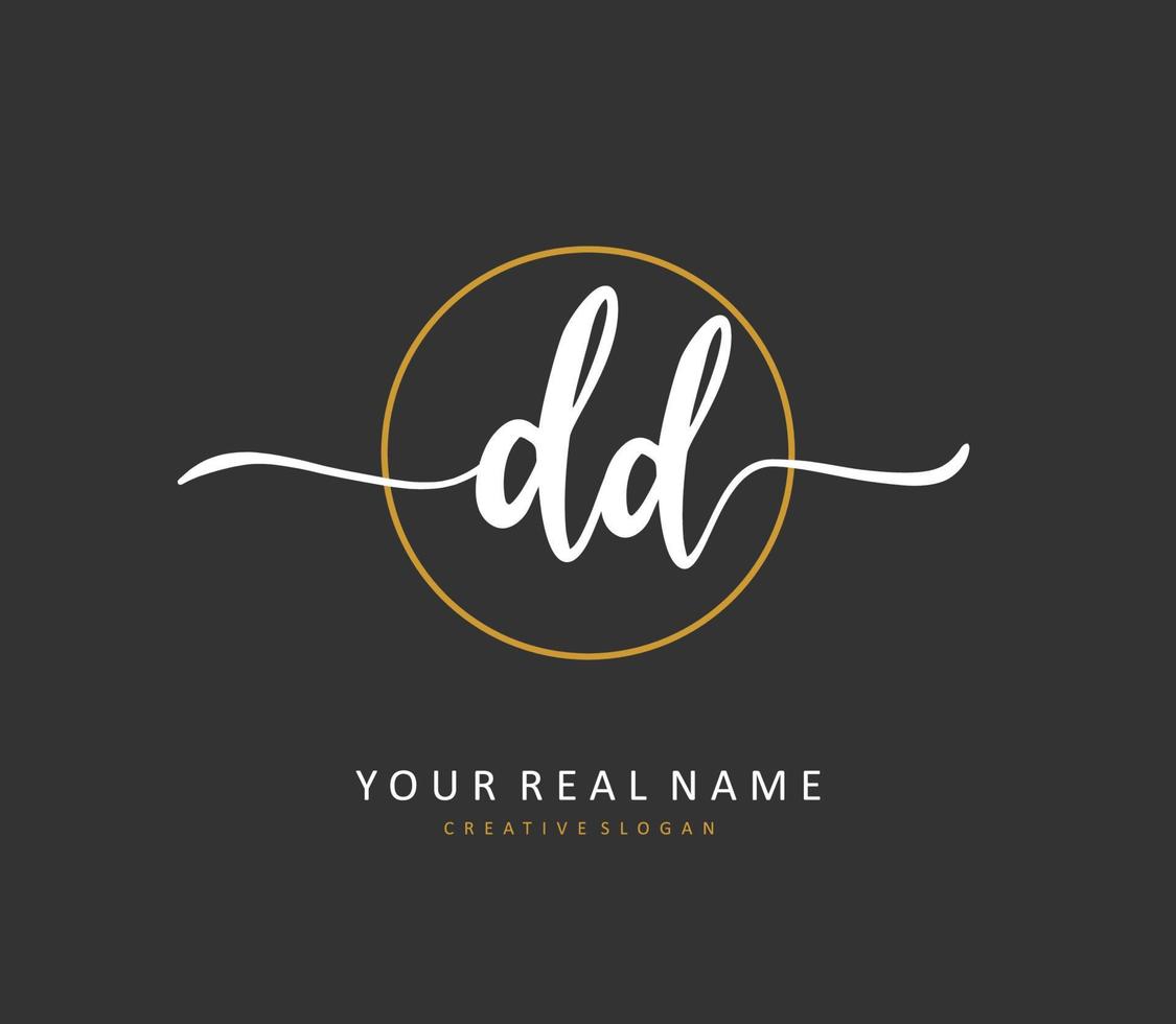 DD Initial letter handwriting and  signature logo. A concept handwriting initial logo with template element. vector