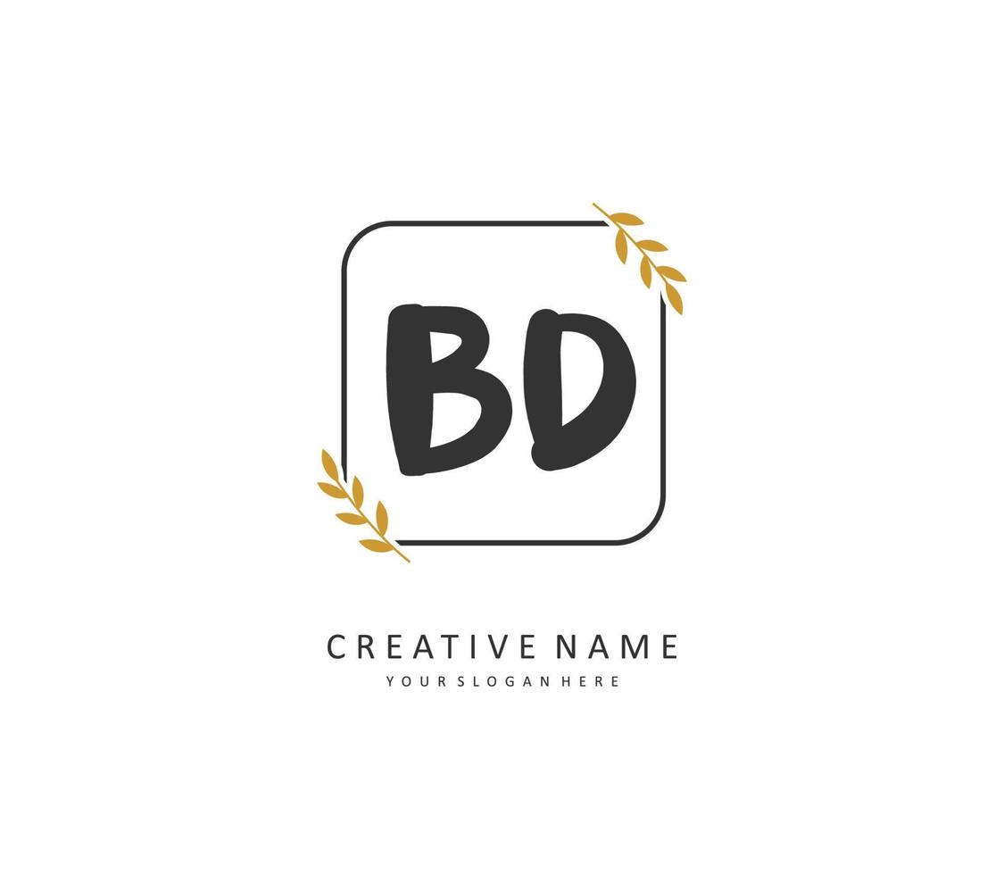 BD Initial letter handwriting and  signature logo. A concept handwriting initial logo with template element. vector