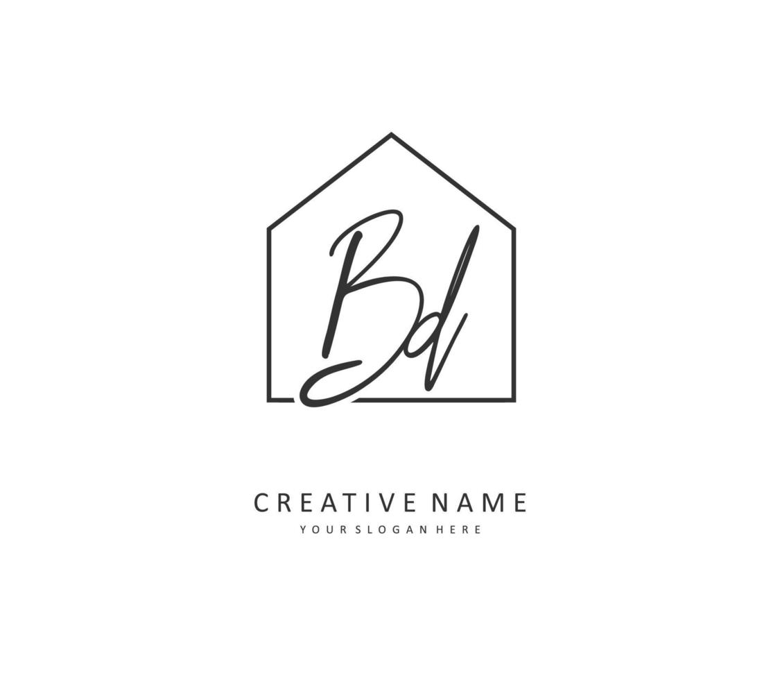 BD Initial letter handwriting and  signature logo. A concept handwriting initial logo with template element. vector