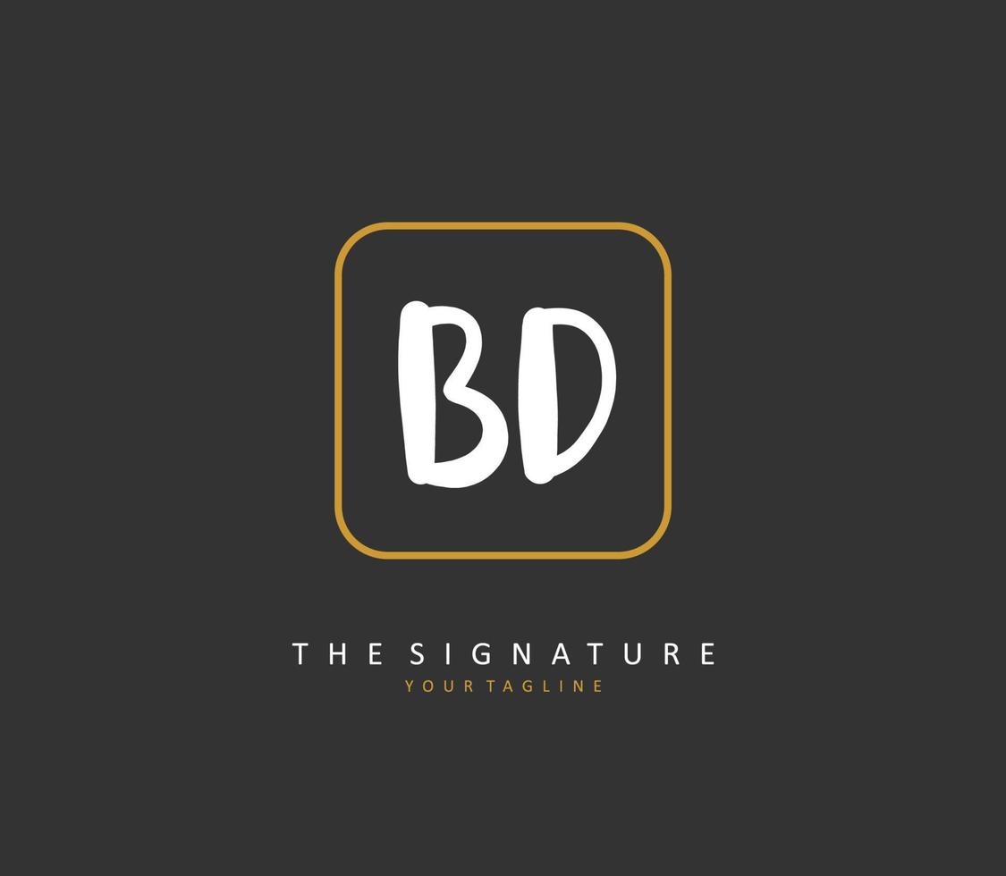 BD Initial letter handwriting and  signature logo. A concept handwriting initial logo with template element. vector