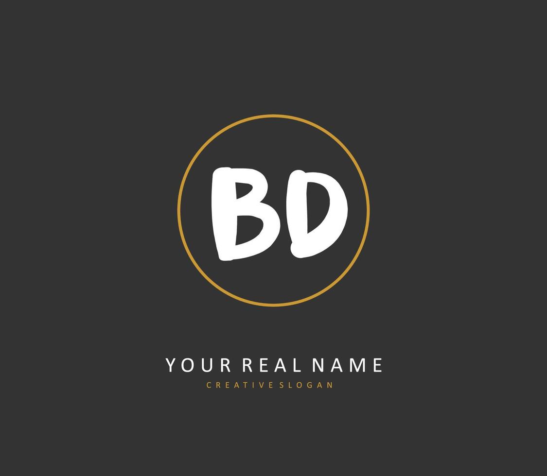 BD Initial letter handwriting and  signature logo. A concept handwriting initial logo with template element. vector