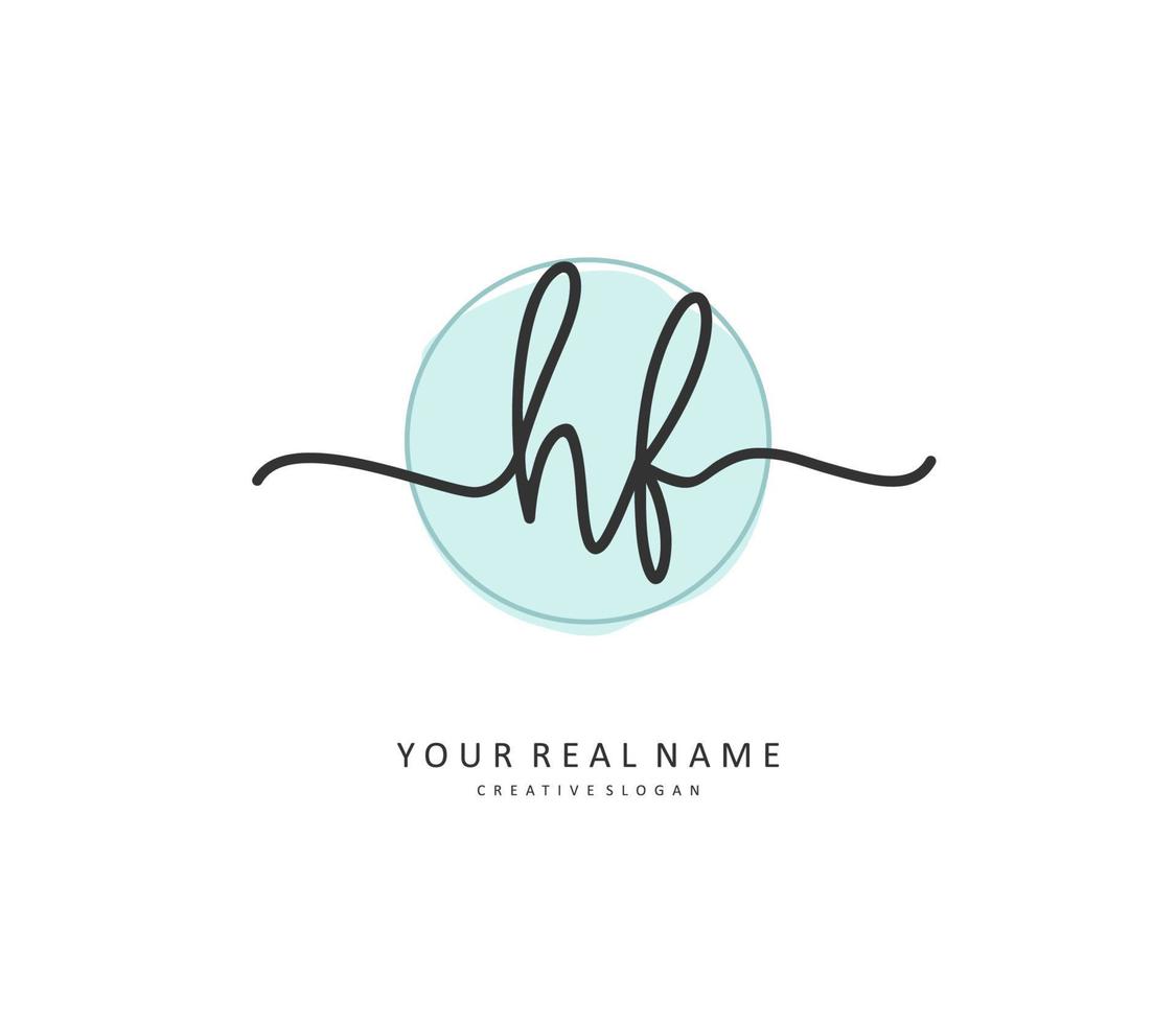 HF Initial letter handwriting and  signature logo. A concept handwriting initial logo with template element. vector