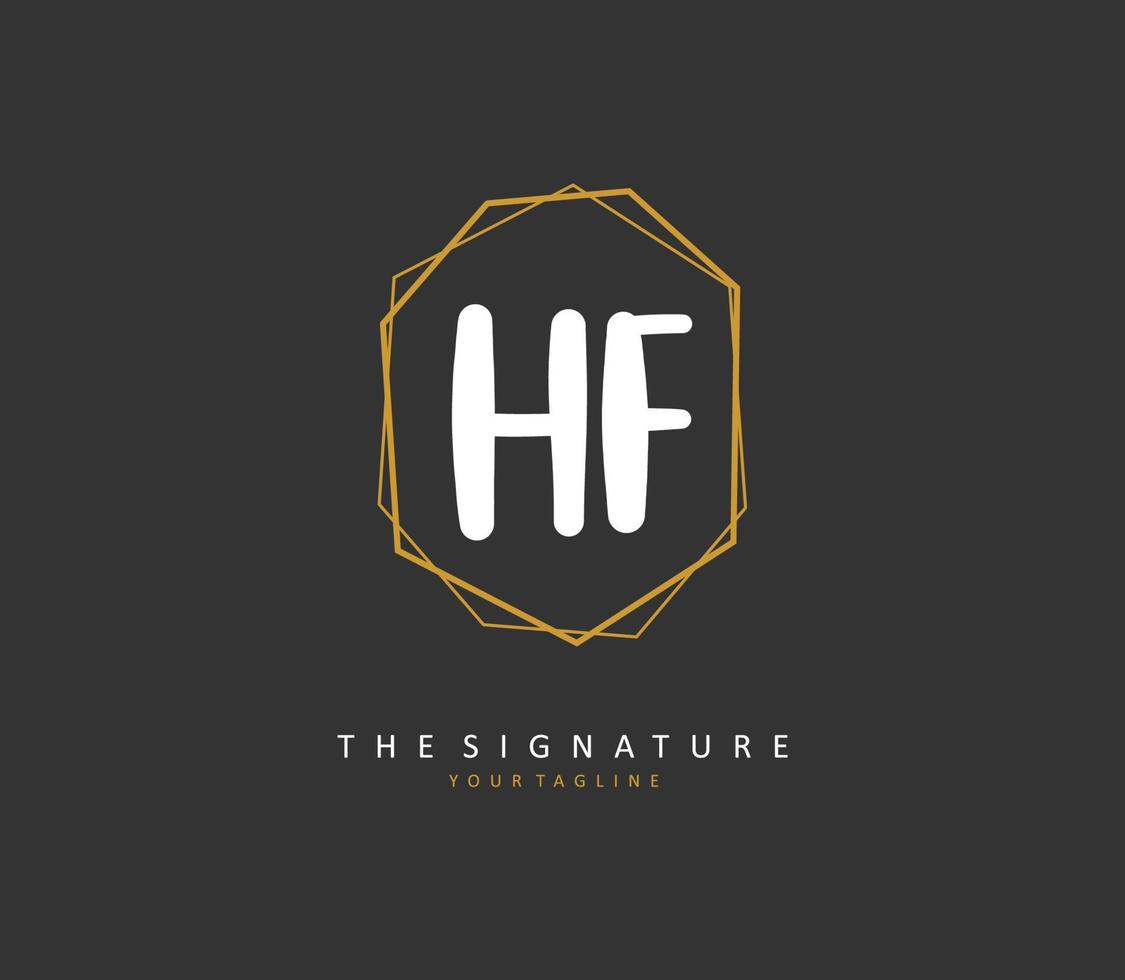 HF Initial letter handwriting and  signature logo. A concept handwriting initial logo with template element. vector