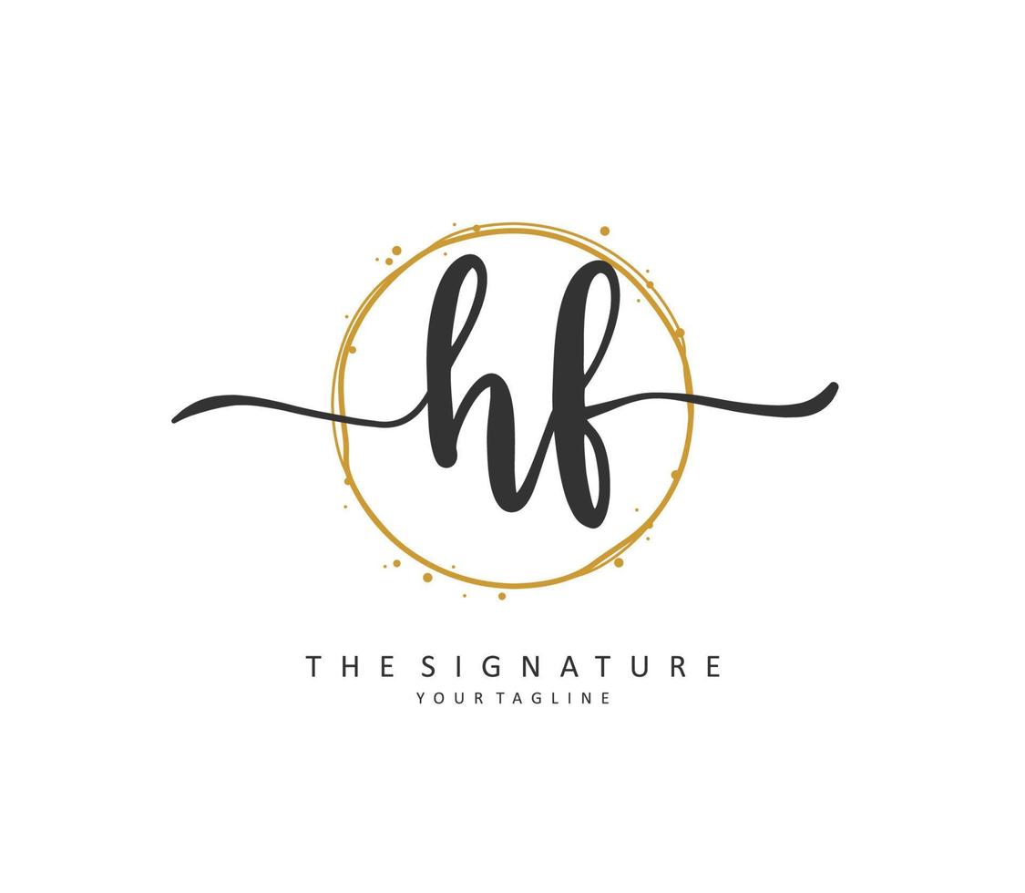 HF Initial letter handwriting and  signature logo. A concept handwriting initial logo with template element. vector