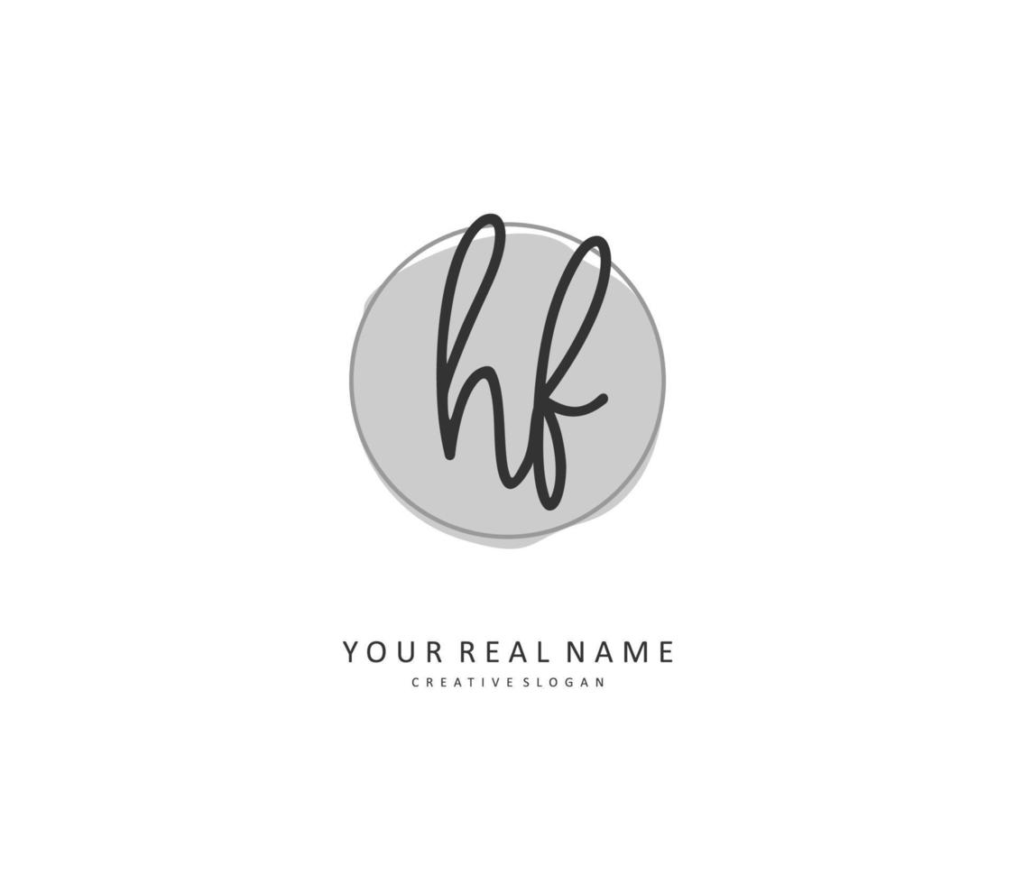 HF Initial letter handwriting and  signature logo. A concept handwriting initial logo with template element. vector