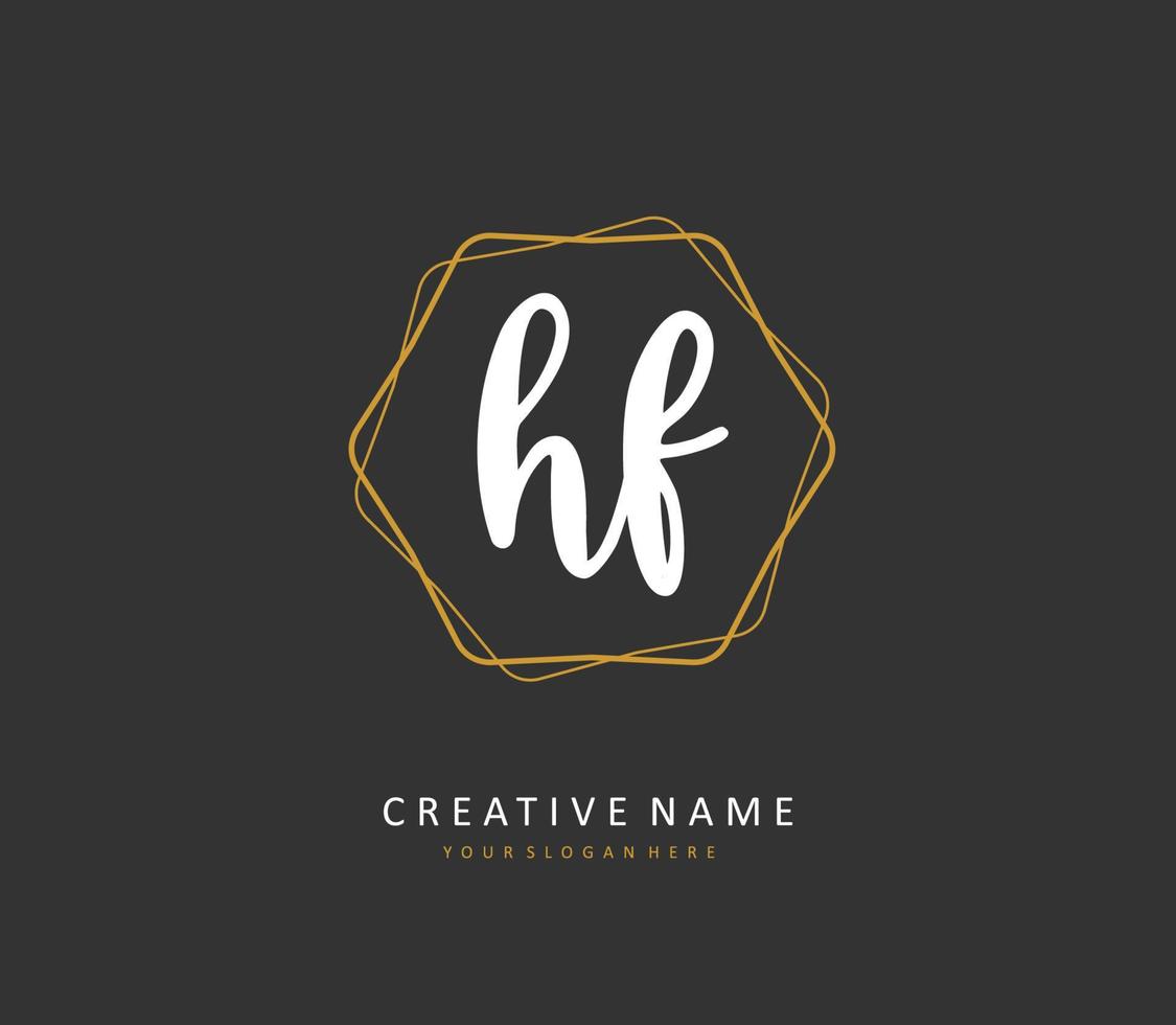 HF Initial letter handwriting and  signature logo. A concept handwriting initial logo with template element. vector