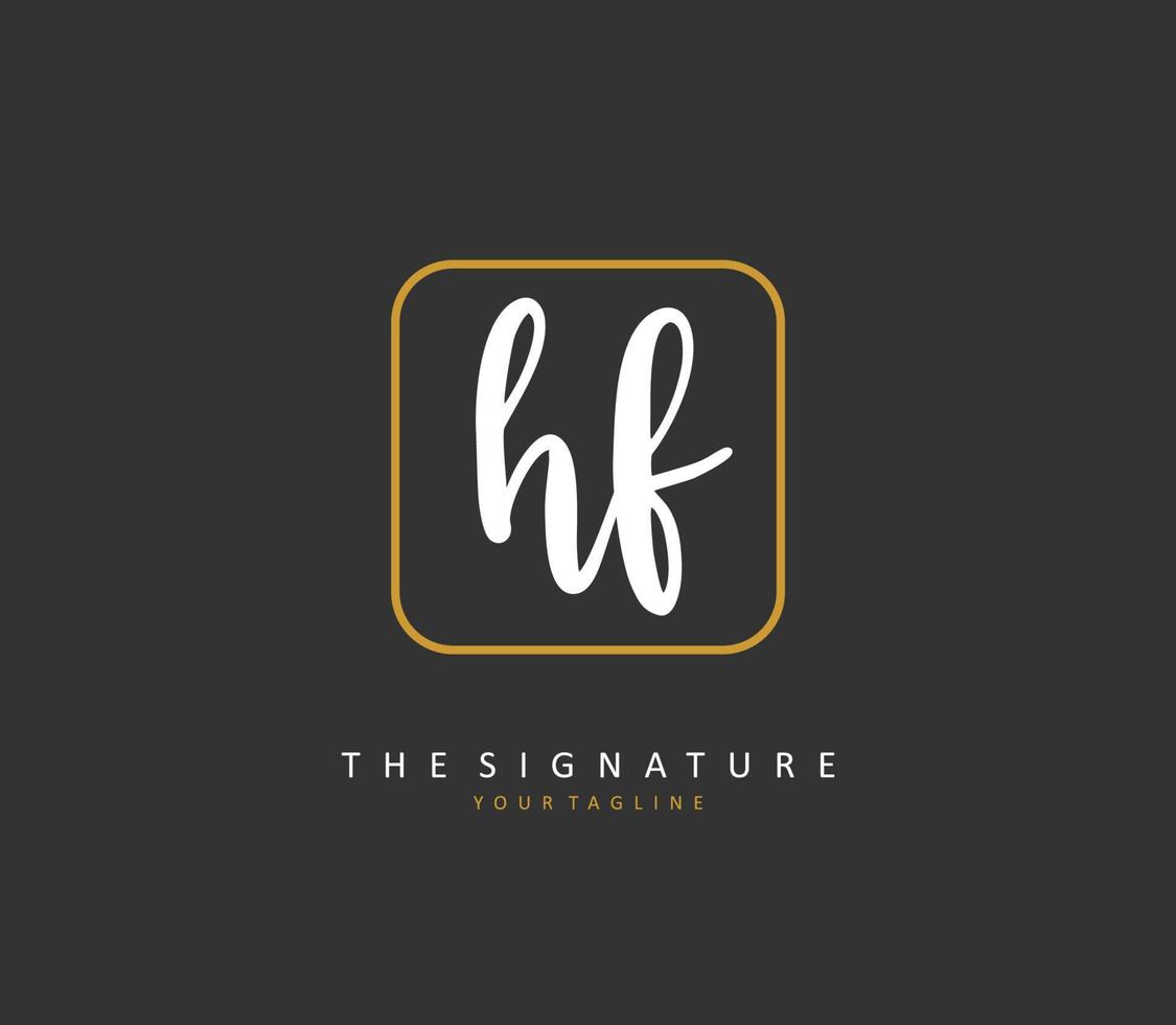 HF Initial letter handwriting and  signature logo. A concept handwriting initial logo with template element. vector