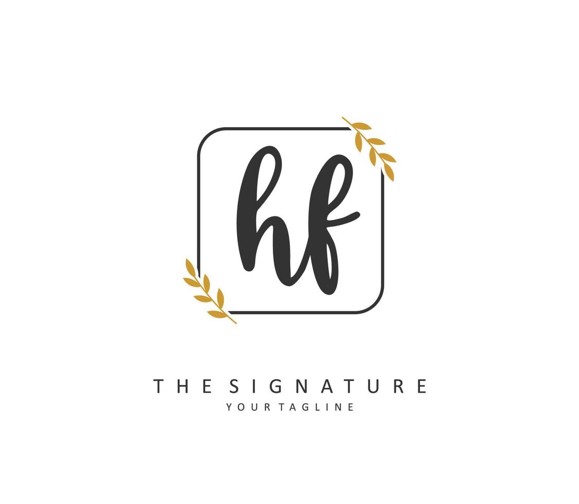 HF Initial letter handwriting and  signature logo. A concept handwriting initial logo with template element. vector