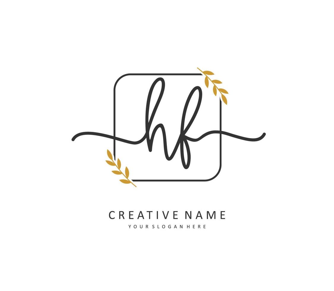 HF Initial letter handwriting and  signature logo. A concept handwriting initial logo with template element. vector