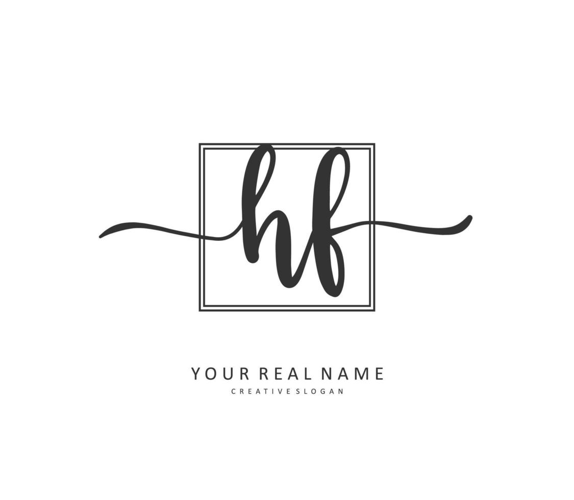 HF Initial letter handwriting and  signature logo. A concept handwriting initial logo with template element. vector