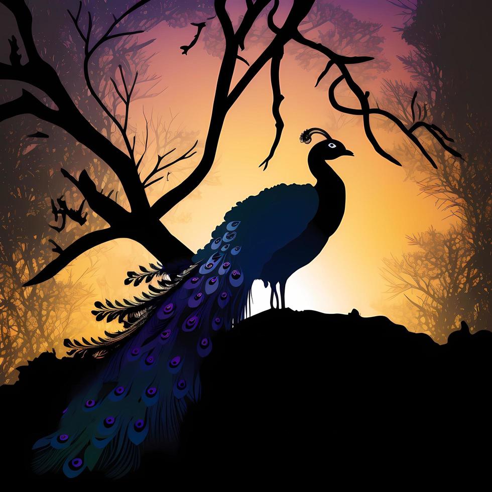 peacoock silhouette AI Generated photo