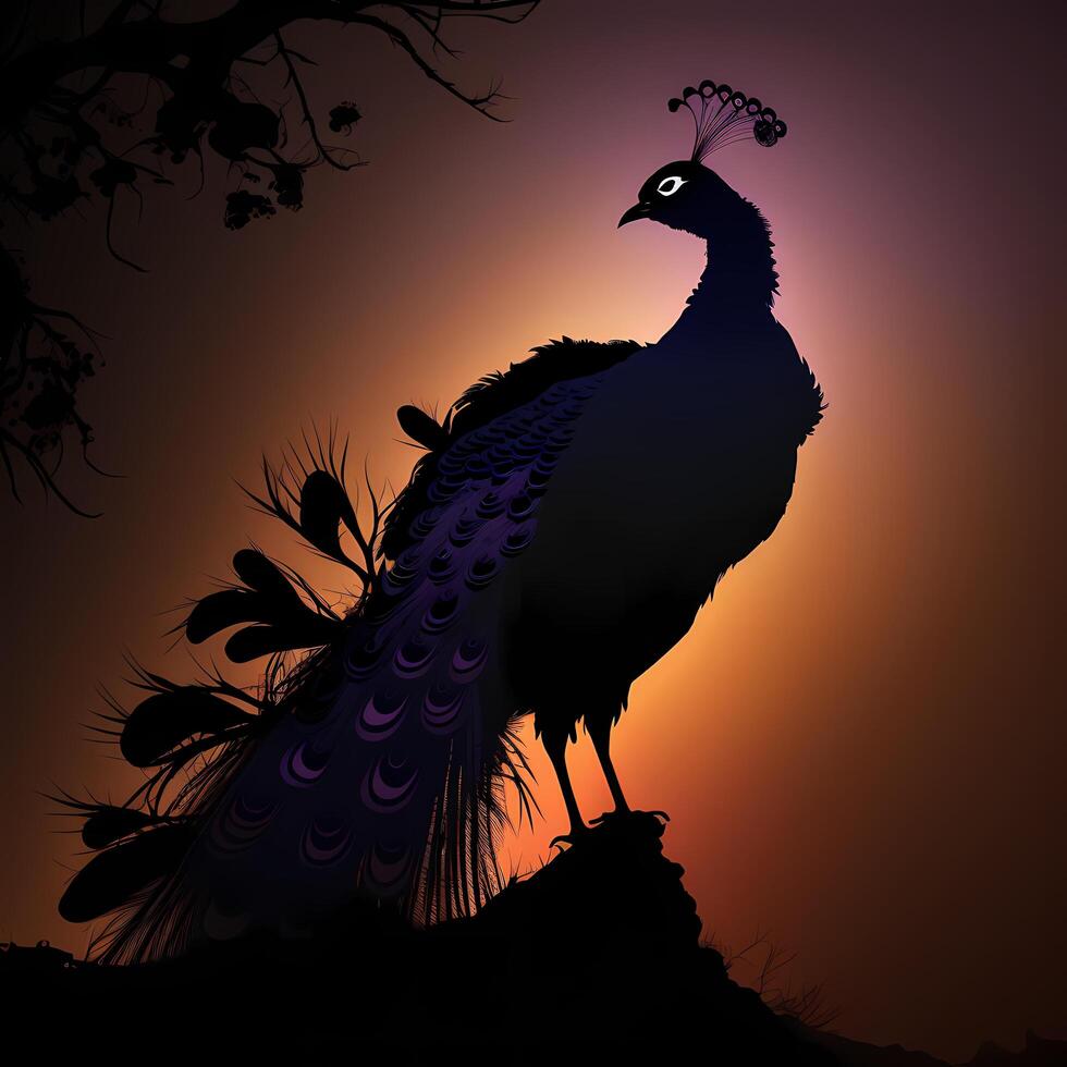 peacoock silhouette AI Generated photo