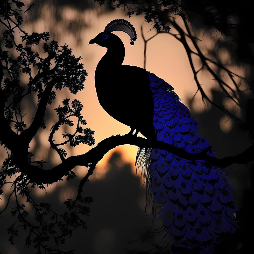 peacoock silhouette AI Generated photo