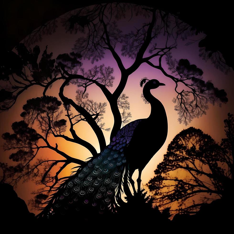 peacoock silhouette AI Generated photo