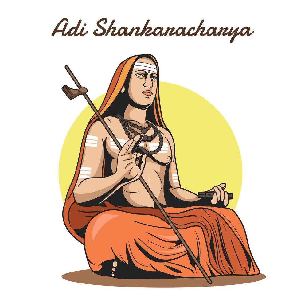 adi shankaracharya indio filósofo y teólogo vector