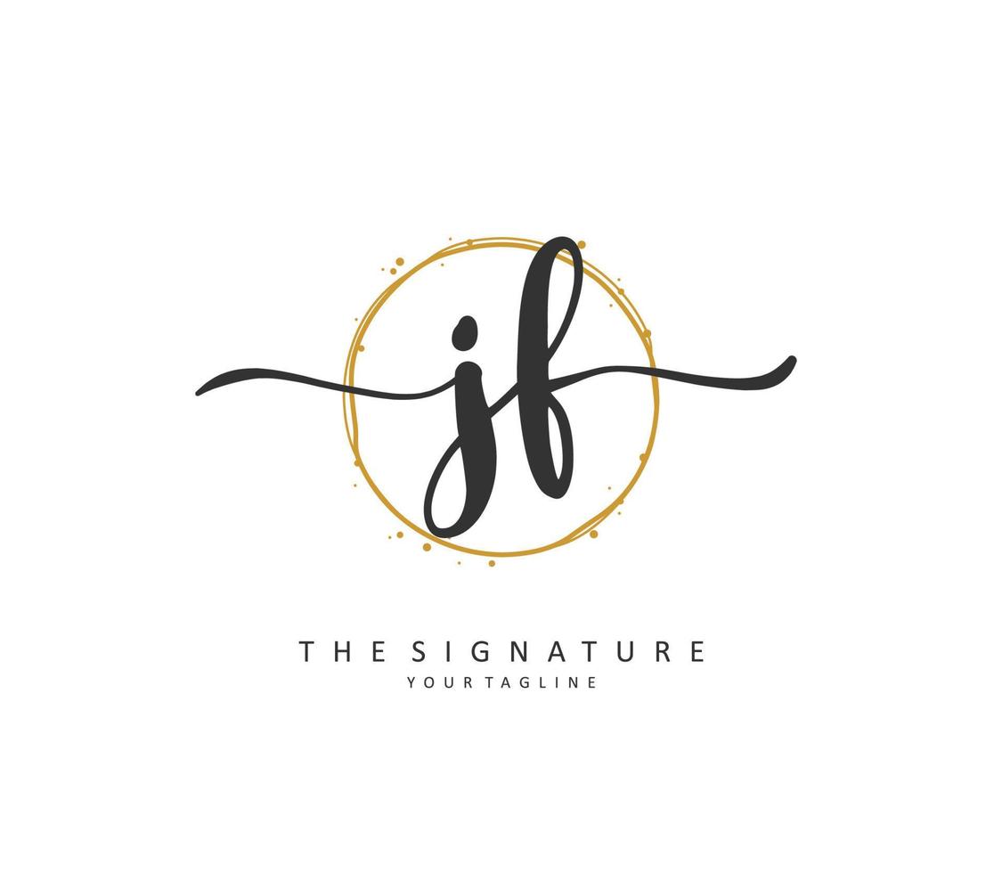 JF Initial letter handwriting and  signature logo. A concept handwriting initial logo with template element. vector