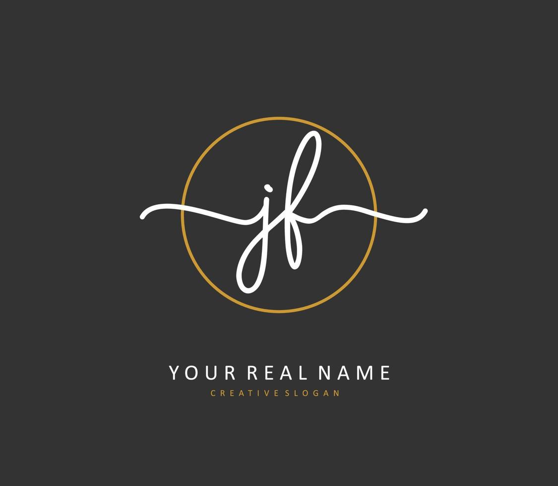 JF Initial letter handwriting and  signature logo. A concept handwriting initial logo with template element. vector