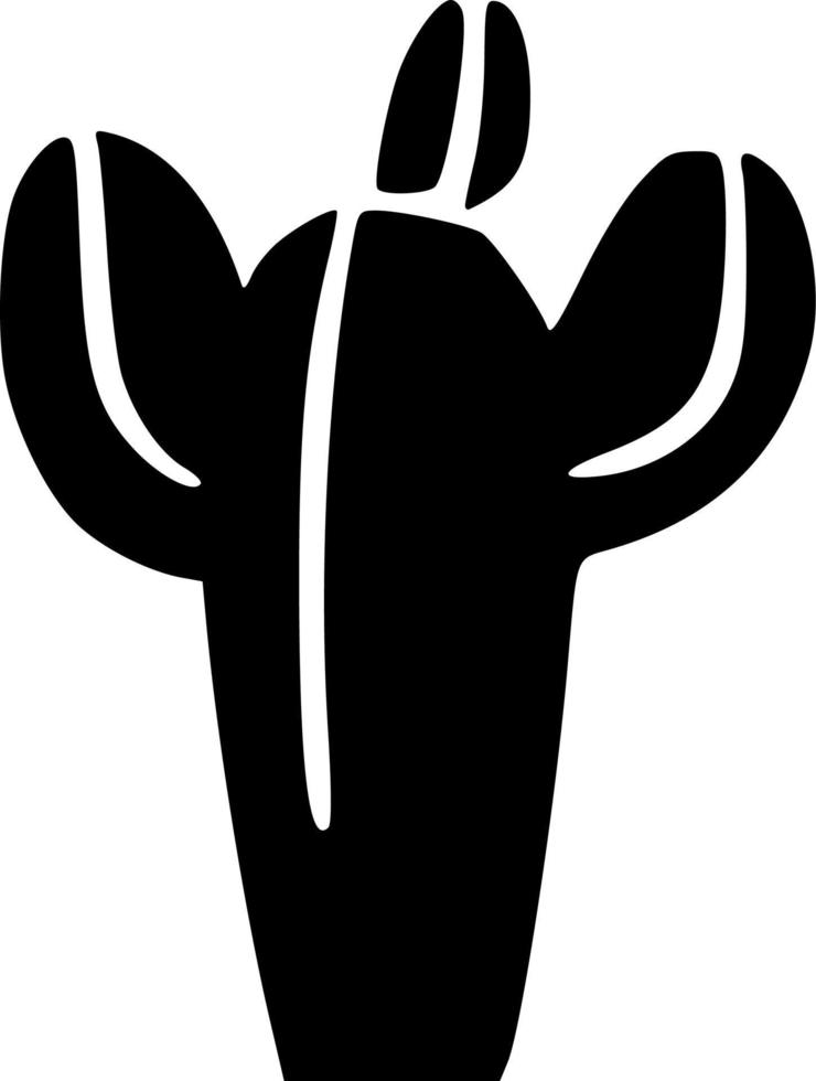 negro y blanco de cactus icono vector