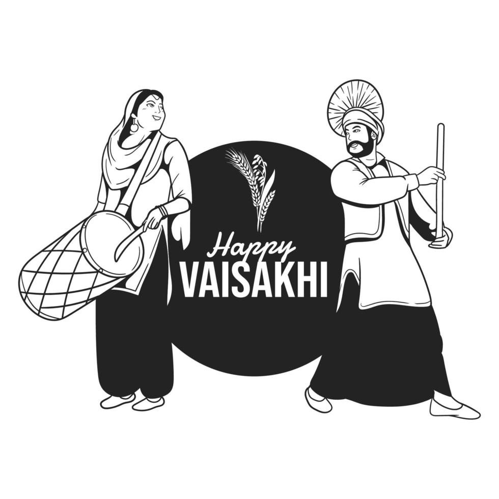 illustration of Happy Vaisakhi Punjabi vector