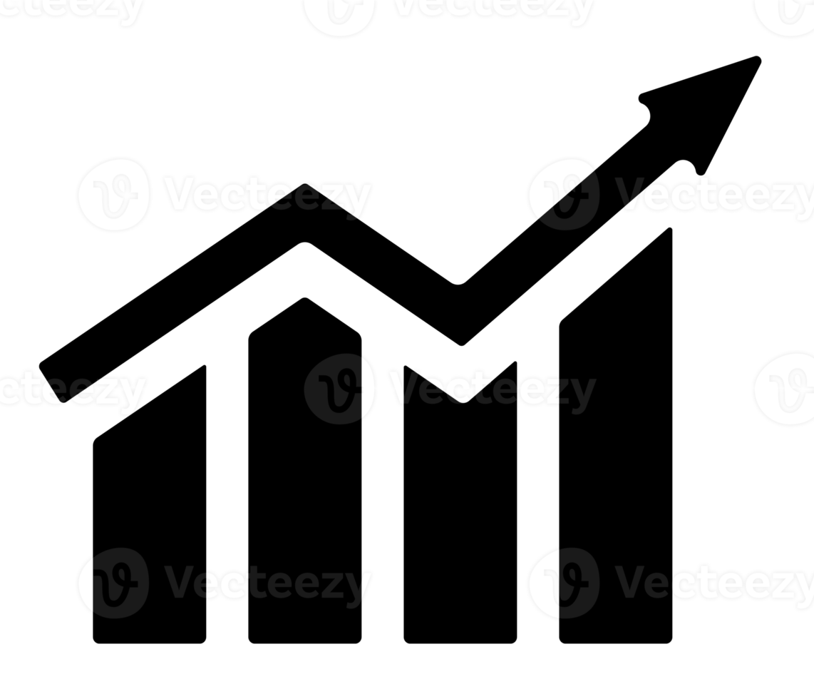 Growing graph icon. Business increase chart with arrow symbol png
