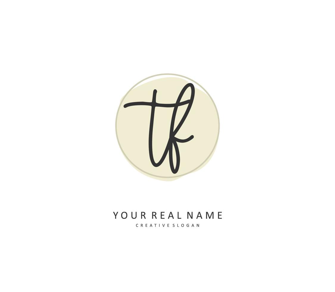 TF Initial letter handwriting and  signature logo. A concept handwriting initial logo with template element. vector