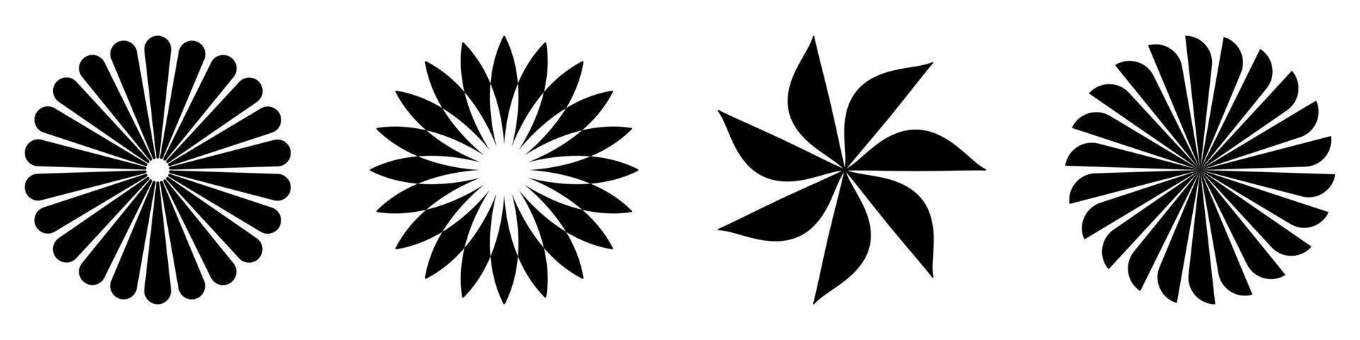 Icon set of Abstract Round Radial circle design element. Flat vector illustration