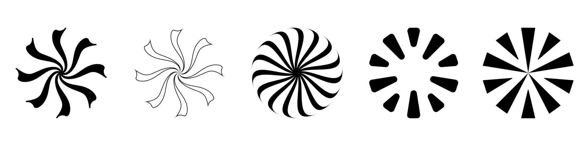 Icon set of Spiral and rotation circle design elements. Flat vector illustration
