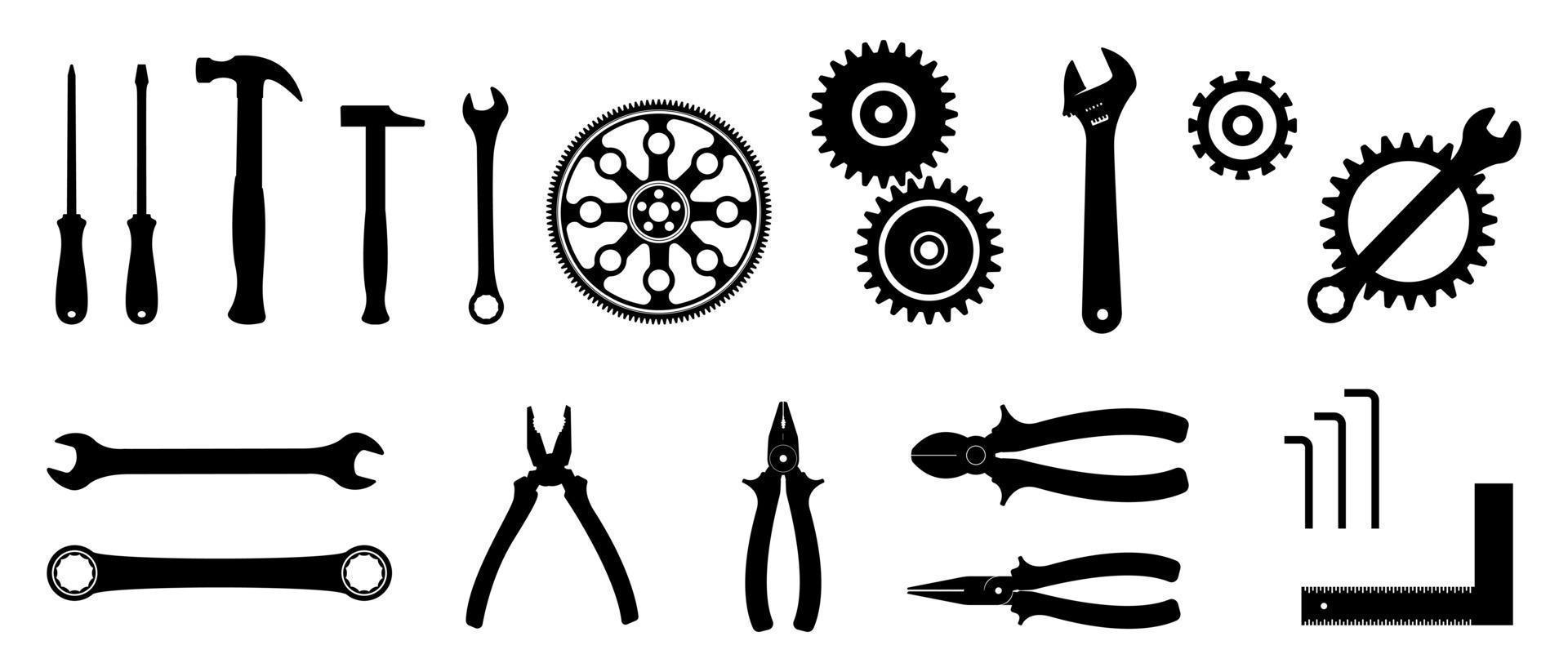 Working tools icon set. Flat vector illustration