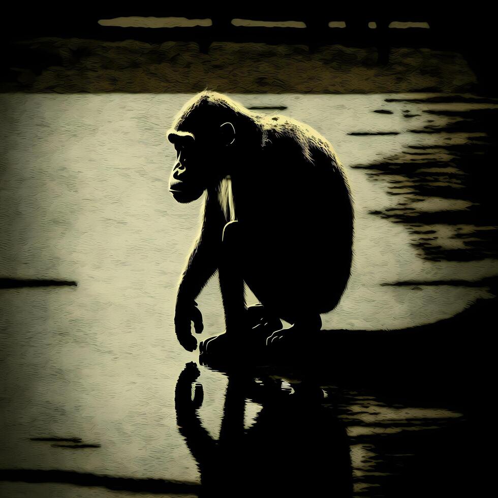 monkey silhouette aesthetic photo