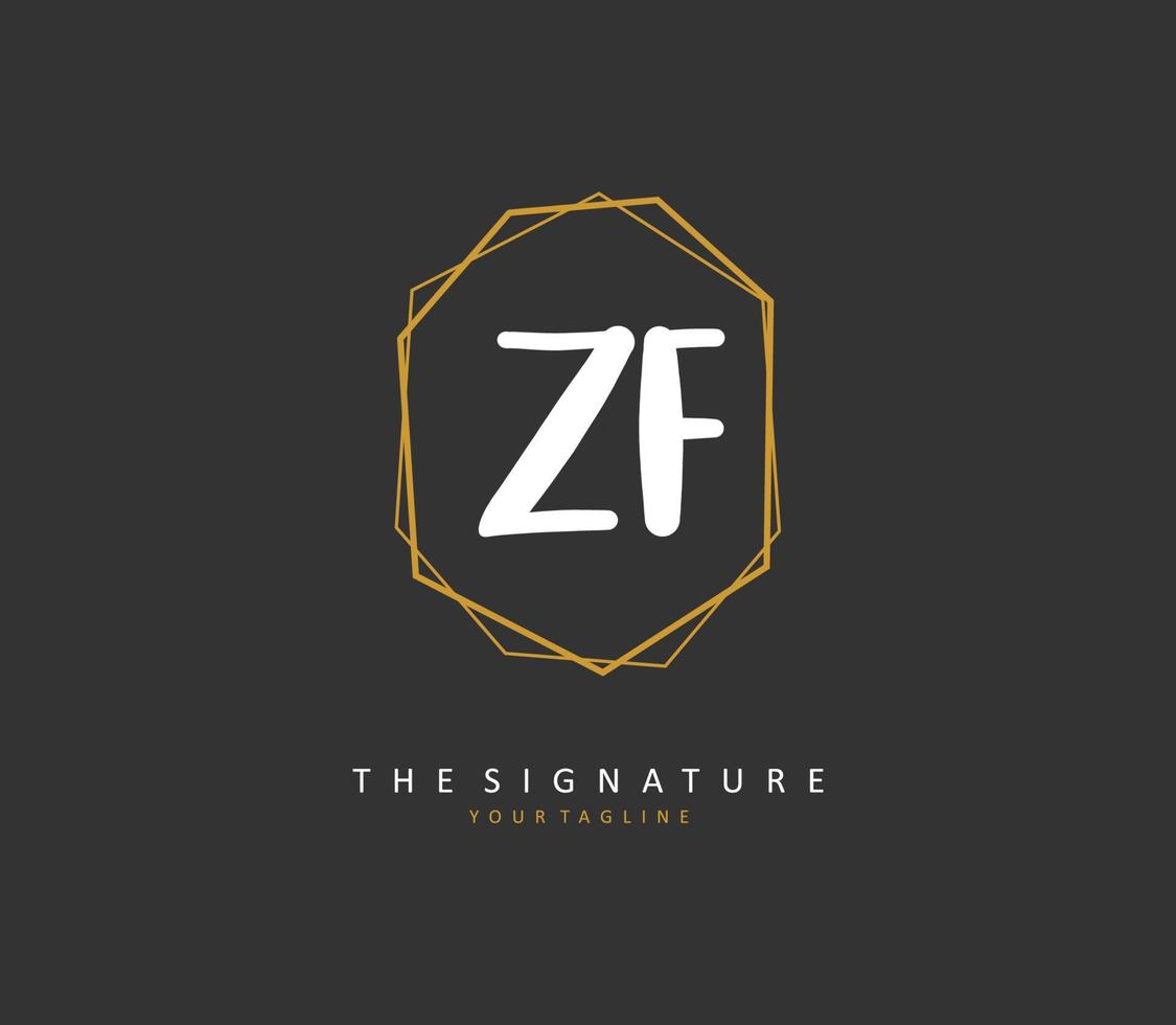 ZF Initial letter handwriting and  signature logo. A concept handwriting initial logo with template element. vector