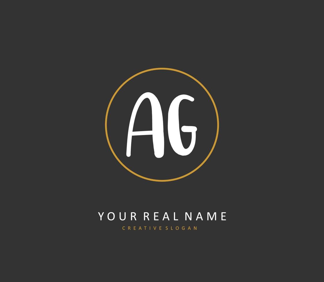 AG Initial letter handwriting and  signature logo. A concept handwriting initial logo with template element. vector