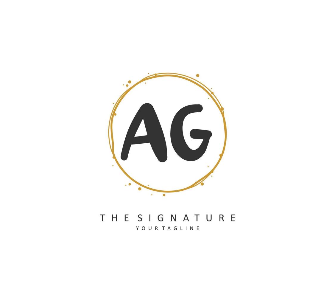 AG Initial letter handwriting and  signature logo. A concept handwriting initial logo with template element. vector