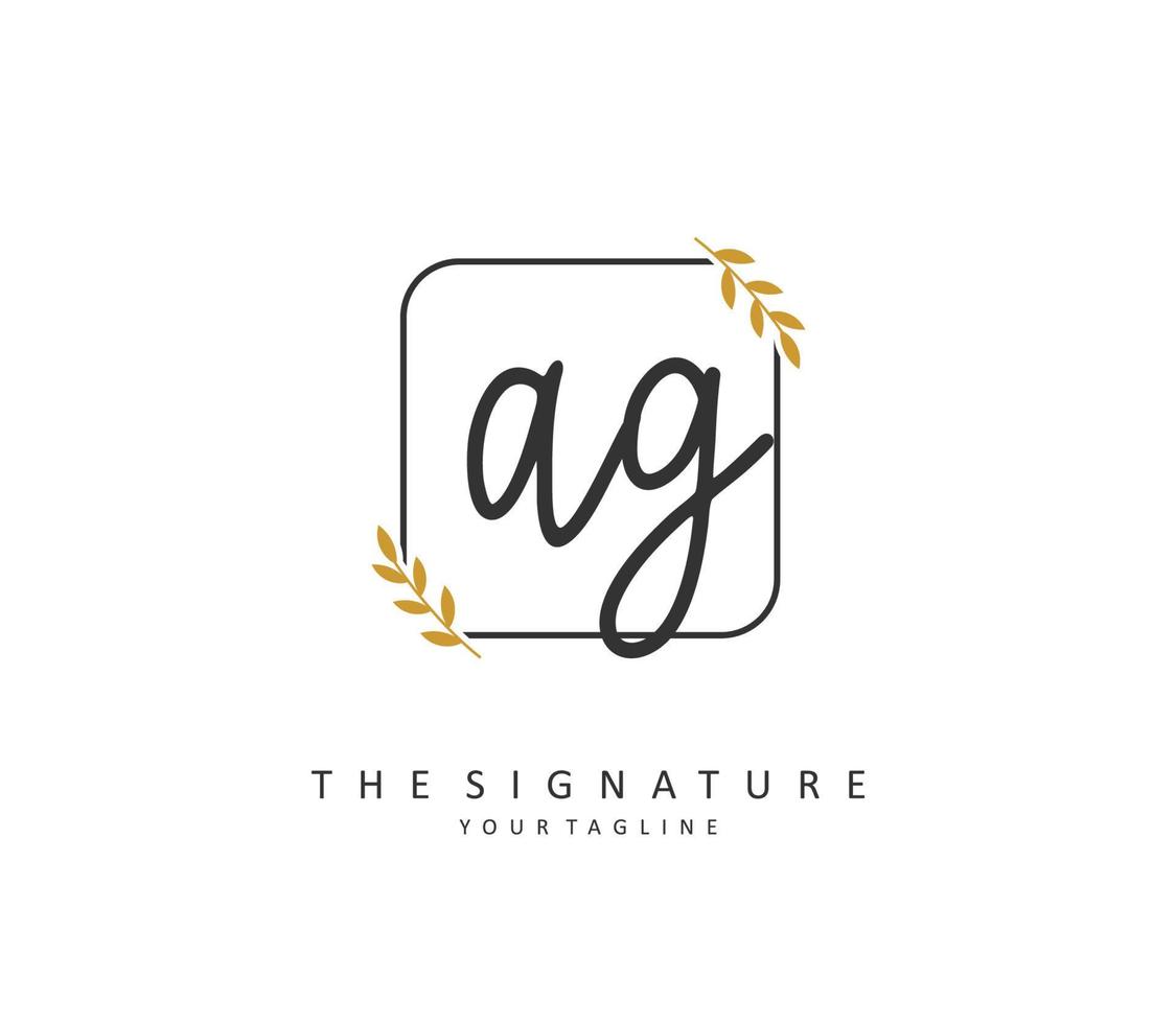 AG Initial letter handwriting and  signature logo. A concept handwriting initial logo with template element. vector