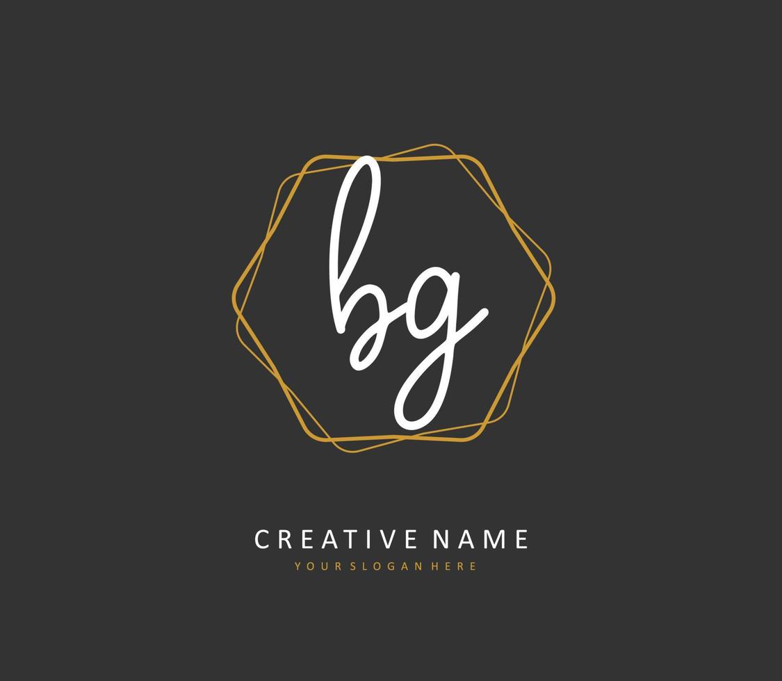 BG Initial letter handwriting and  signature logo. A concept handwriting initial logo with template element. vector