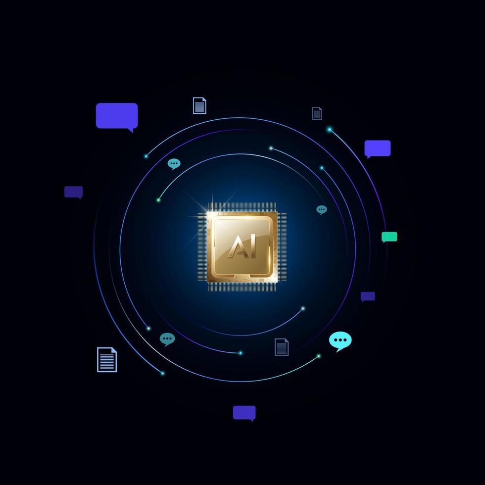 Abstract artificial intelligence. Virtual concept. Machine learning technology concept. vector