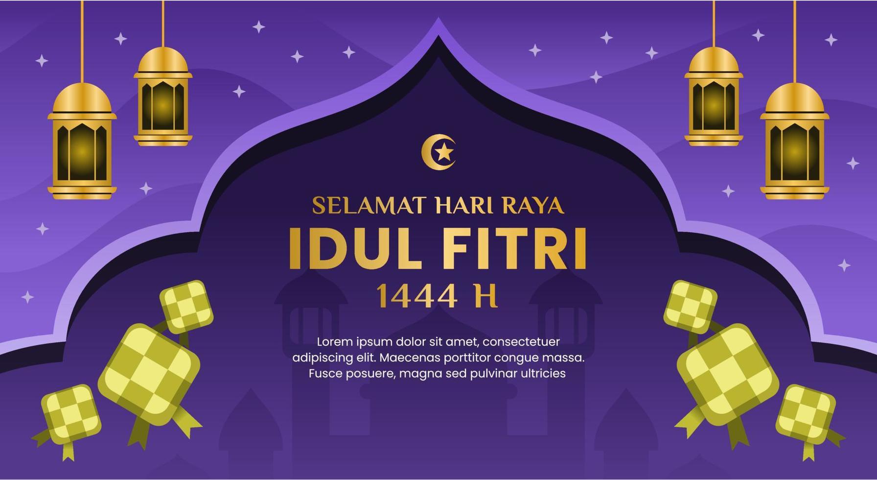 Eid al-fitr illustration hari raya idul fitri background vector