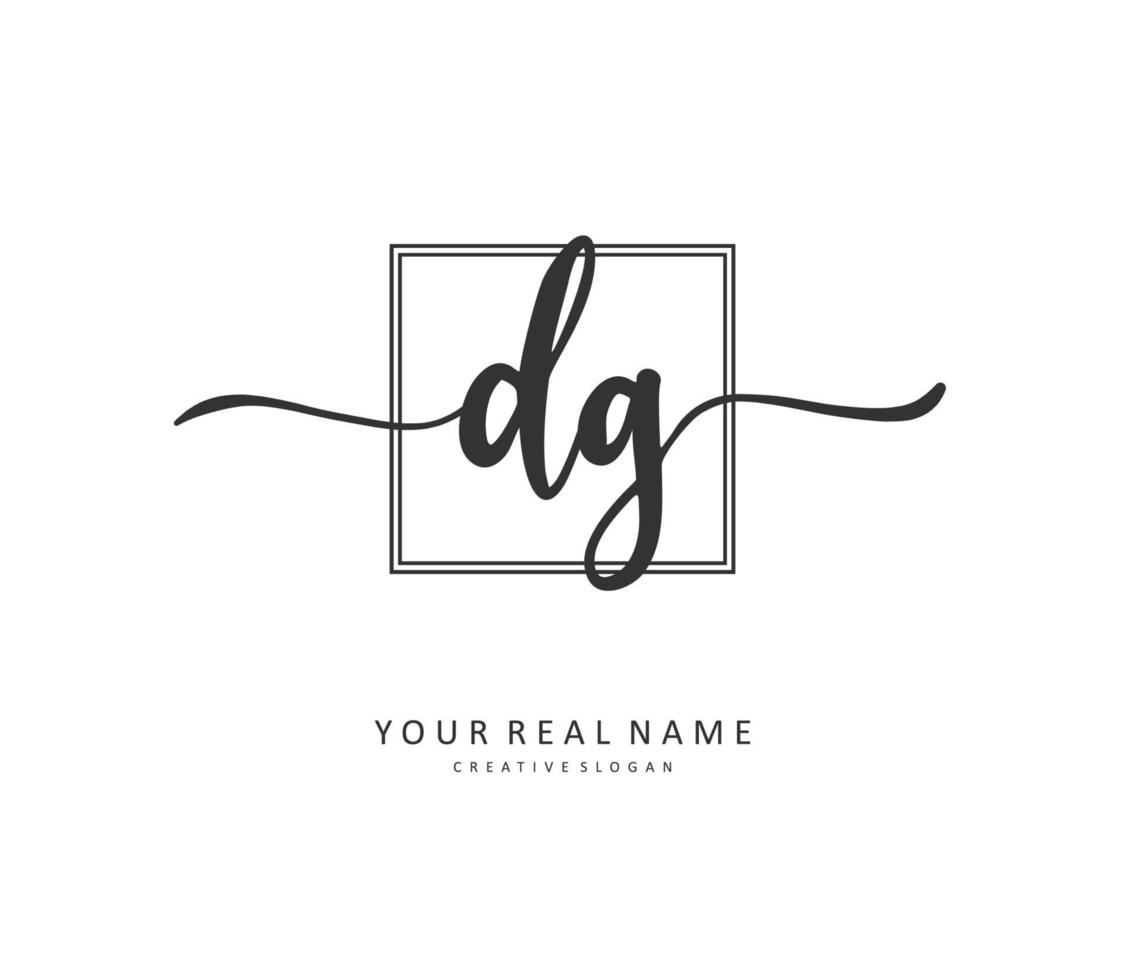 DG Initial letter handwriting and  signature logo. A concept handwriting initial logo with template element. vector