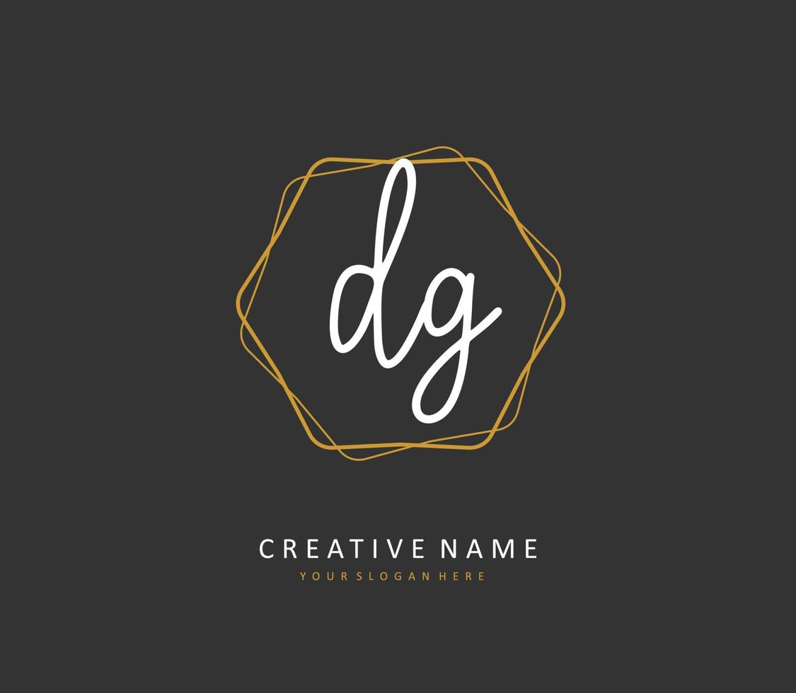 DG Initial letter handwriting and  signature logo. A concept handwriting initial logo with template element. vector