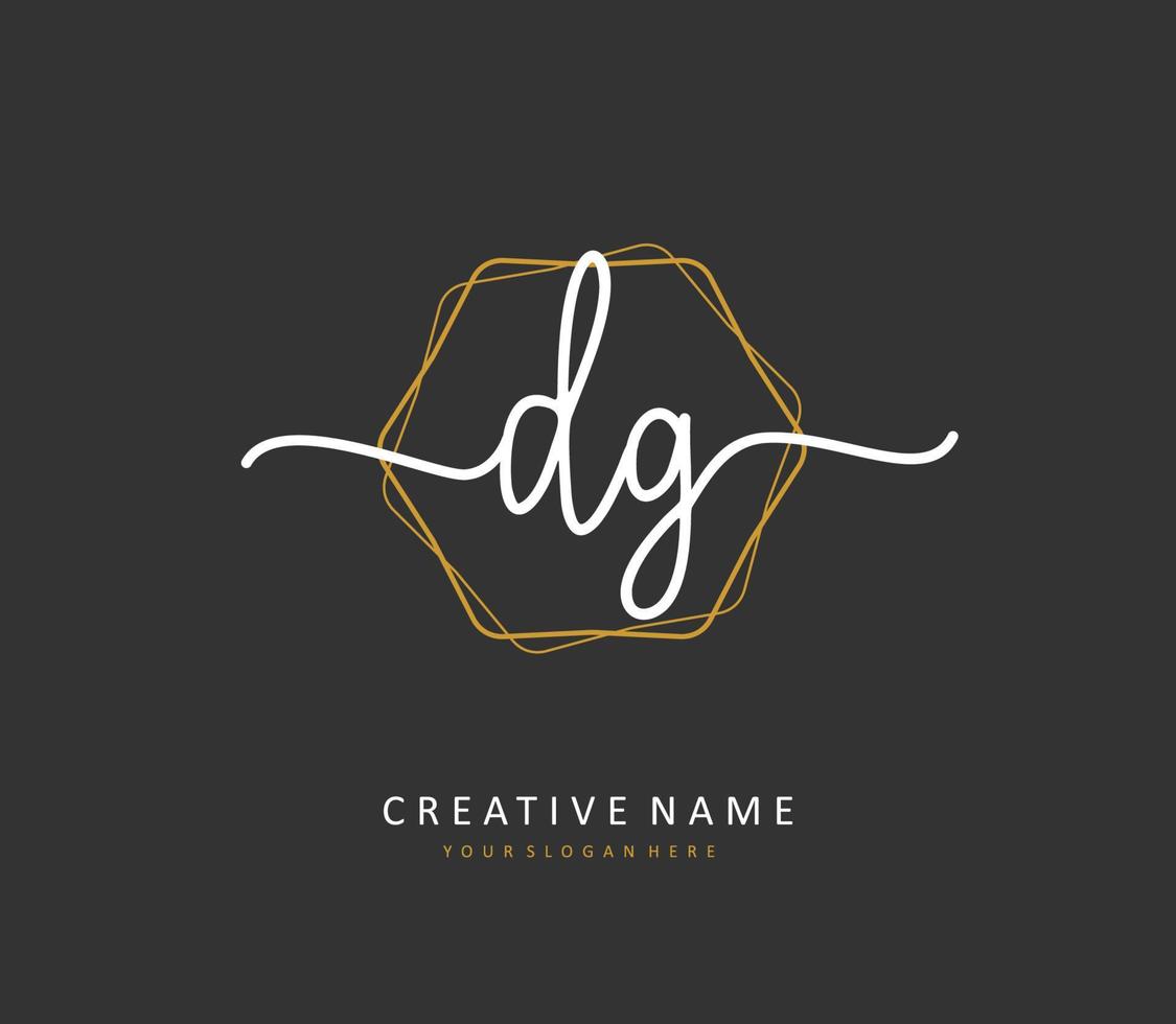 DG Initial letter handwriting and  signature logo. A concept handwriting initial logo with template element. vector